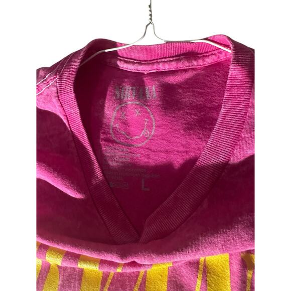 Nirvana Tie-Dye Smiley Face Graphic Tee Pink unisex Large - Picture 3 of 4